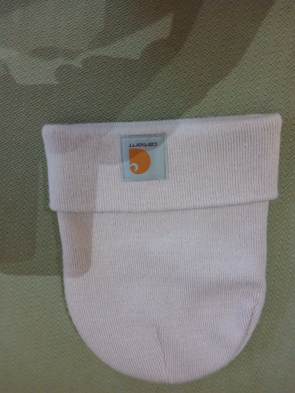 Carhartt Light Pink Stocking Hat with Orange Logo
